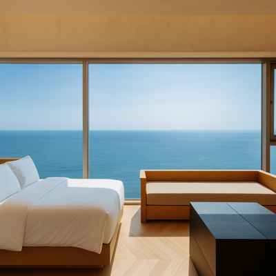 Ocean view room at Busan Hotel IJE Busan with floor-to-ceiling windows overlooking the sea
