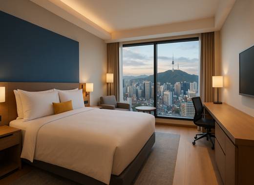 Hotel room with a Namsan Tower view at the voco Seoul Myeongdong by IHG hotel in Seoul
