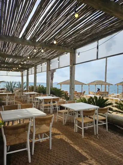 Seaside cafe terrace with beach seating in Aewol, Jeju, aewol jeju itinerary photo spot