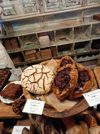 Rustic bread and pastry display at Tour à Tour bakery on an Apgujeong Rodeo cafe tour