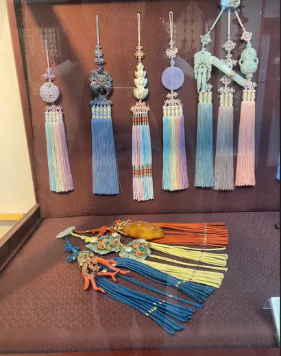 Traditional Korean norigae displayed at Bukchon Traditional Craft Experience center, handmade ornaments used in Korean craft classes