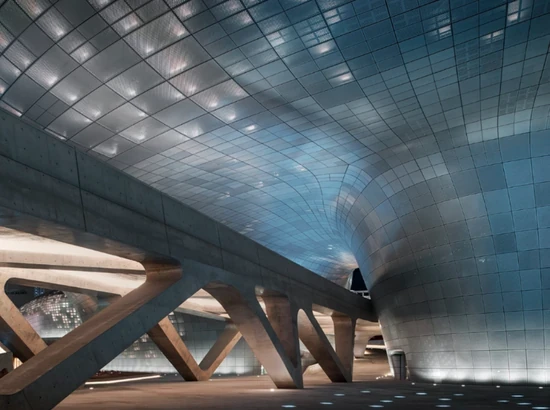 Dongdaemun Design Plaza architecture at night near DDP, a popular stop for dongdaemun design plaza food planning