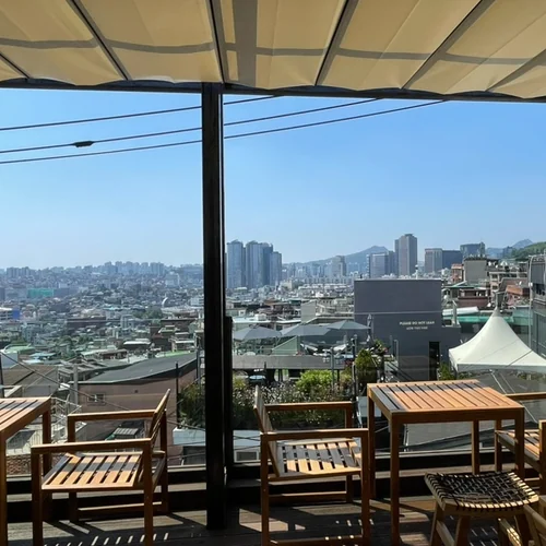 Haebangchon cafe crawl rooftop view in Seoul