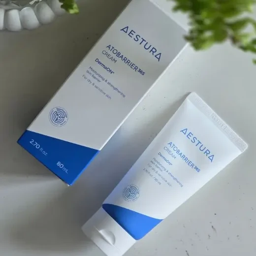 Olive Young Myeongdong Town Global Store pick: AESTURA ATOBARRIER365 Cream (box and tube) photographed on a tabletop