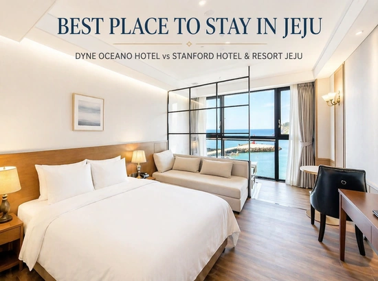 Beach-view room at Dyne Oceano Hotel in Aewol, Jeju, featured in a best place to stay in Jeju hotel comparison