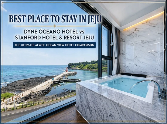 Bathtub with an ocean view inside a guest room at Stanford Hotel & Resort Jeju
