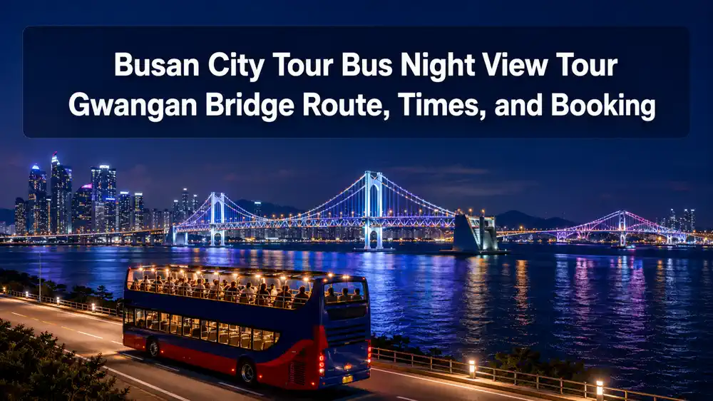 Busan City Tour Bus Night View Tour passing the illuminated Gwangan Bridge