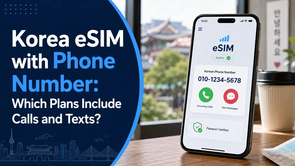 Korea eSIM with Phone Number showing incoming calls and text message support for travelers