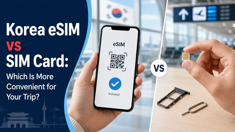 Korea eSIM vs SIM card comparison for travelers choosing mobile data in South Korea