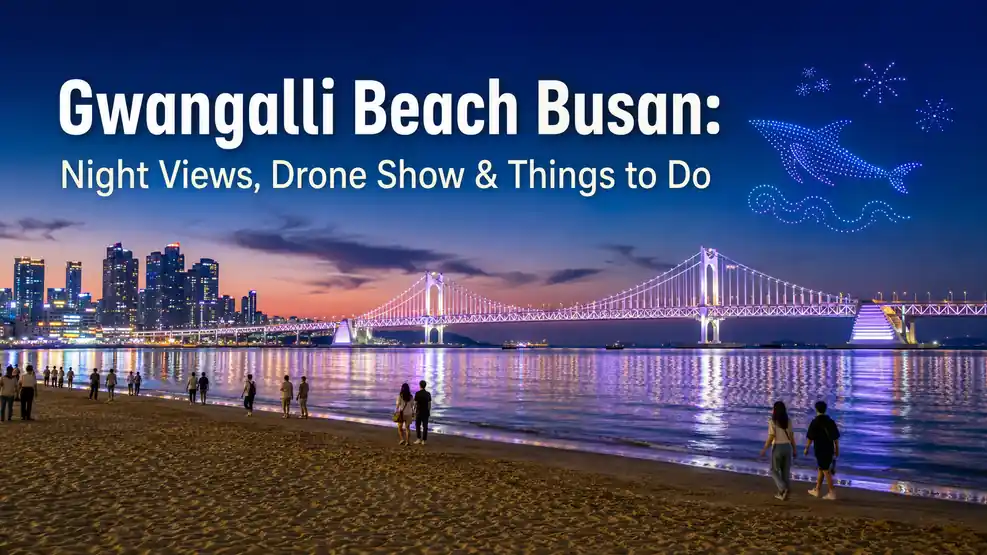 Gwangalli Beach Busan with Gwangan Bridge night views and drone show