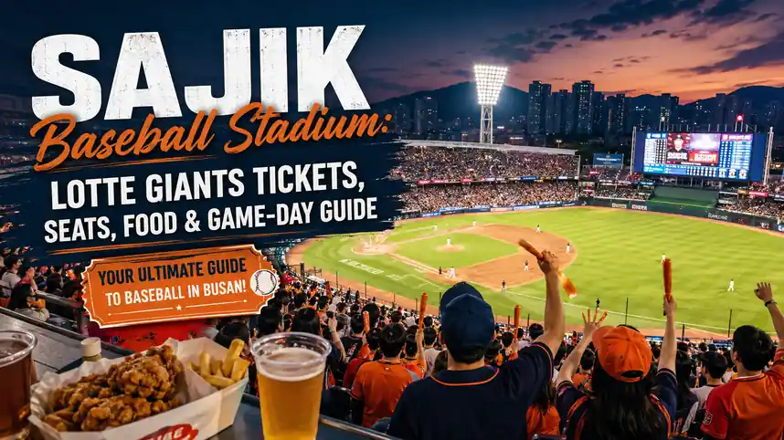 Sajik Baseball Stadium in Busan during a lively Lotte Giants baseball game