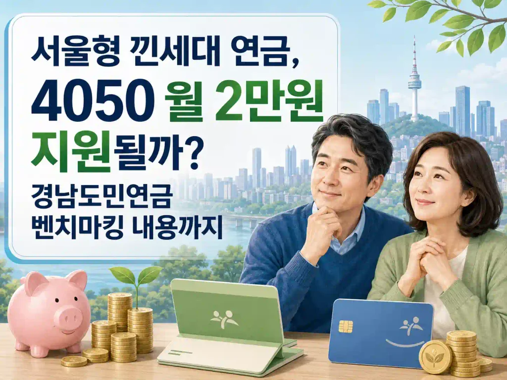 서울형 낀세대 연금 4050 월 2만원 지원 내용을 보여주는 이미지