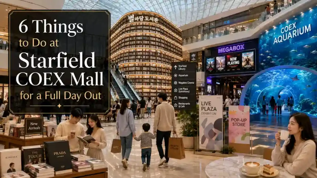 Things to do at Starfield COEX Mall, including Starfield Library, the aquarium, movies, shopping, and exhibitions.
