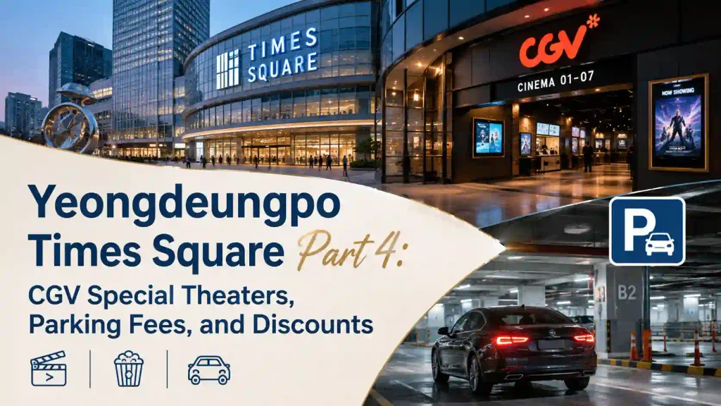 Yeongdeungpo Times Square CGV with special theaters, parking information, and movie discounts in Seoul.
