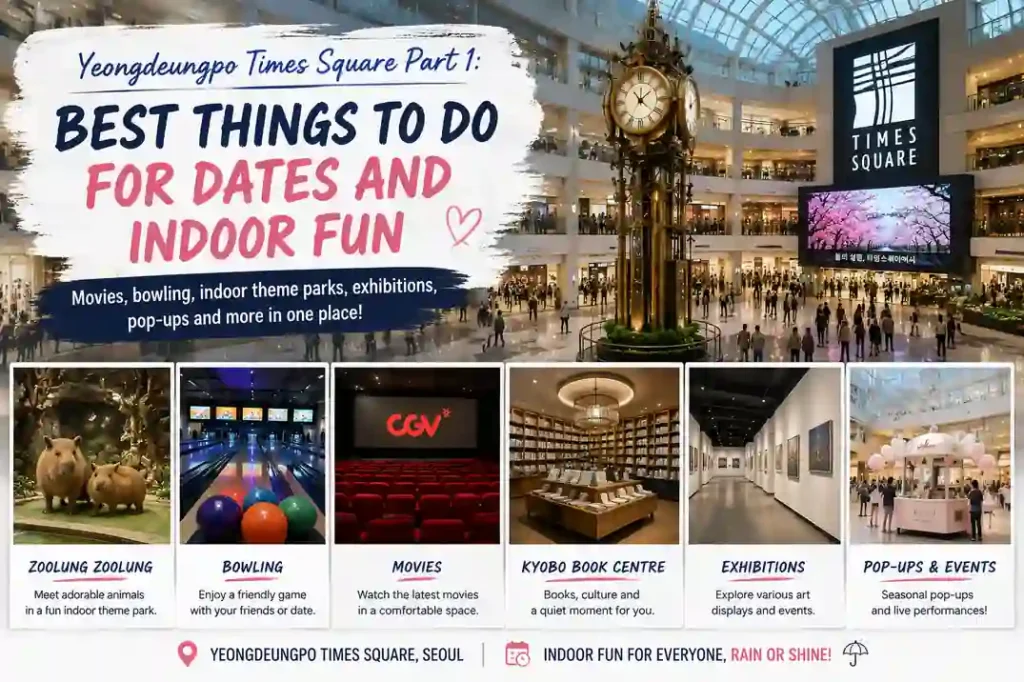 Yeongdeungpo Times Square things to do, including bowling, movies, books, exhibitions, and indoor attractions in Seoul.