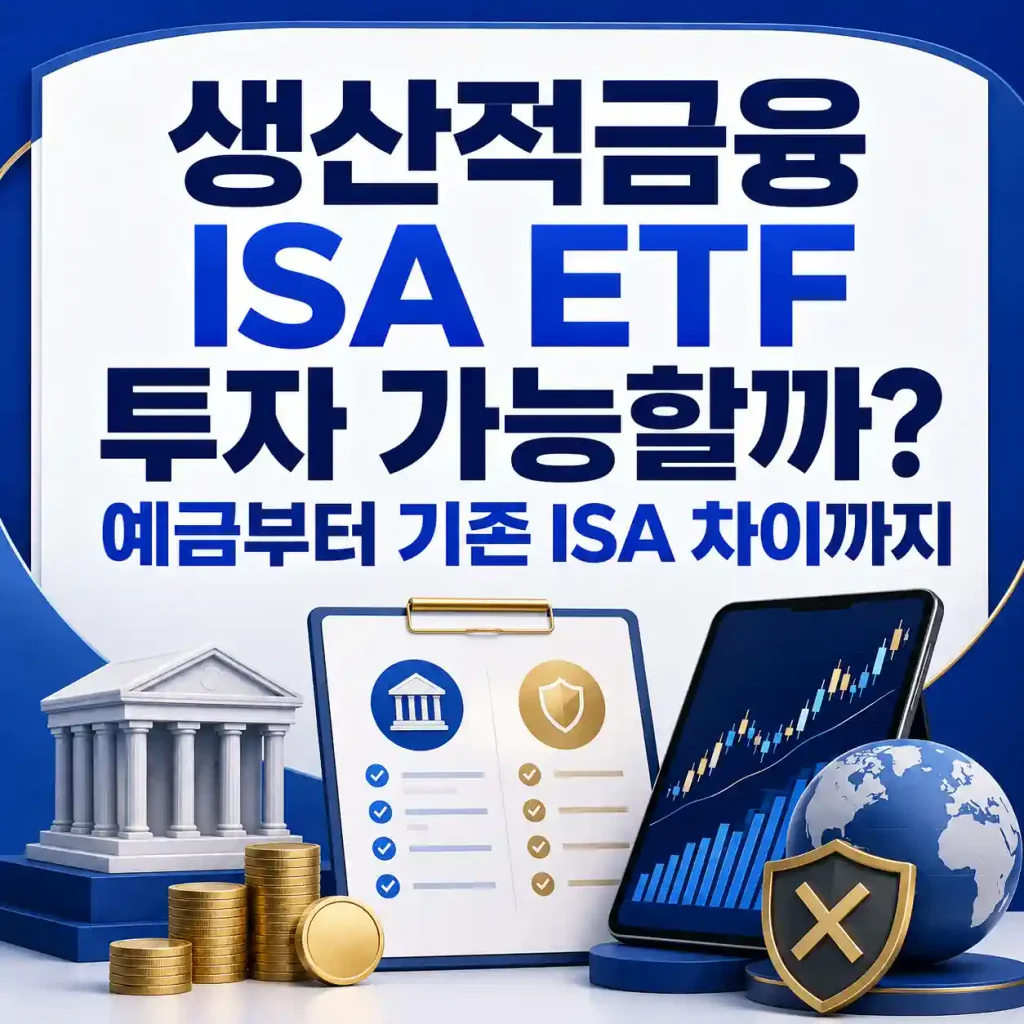 생산적금융 ISA ETF 투자 가능 여부와 기존 ISA 차이를 정리한 이미지