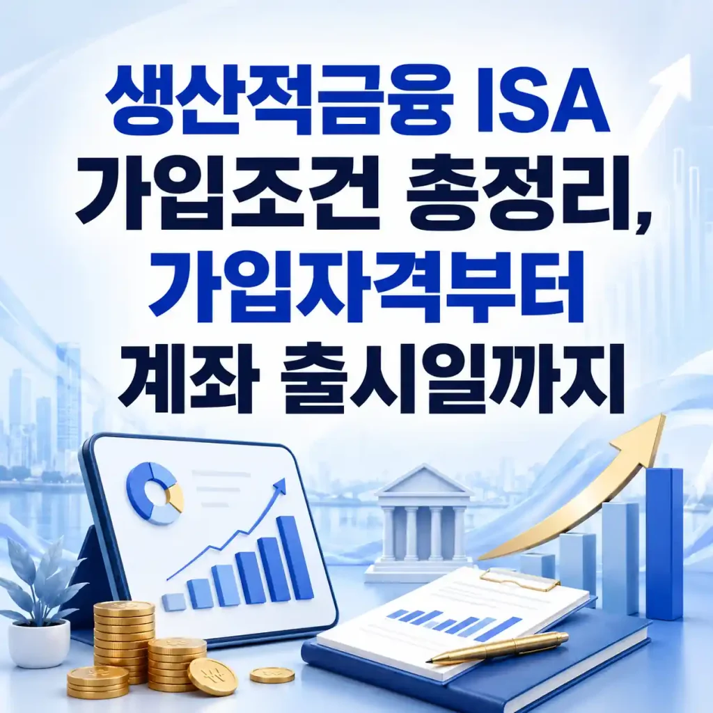 생산적금융 ISA 가입조건과 가입자격, 계좌 출시일을 정리한 이미지