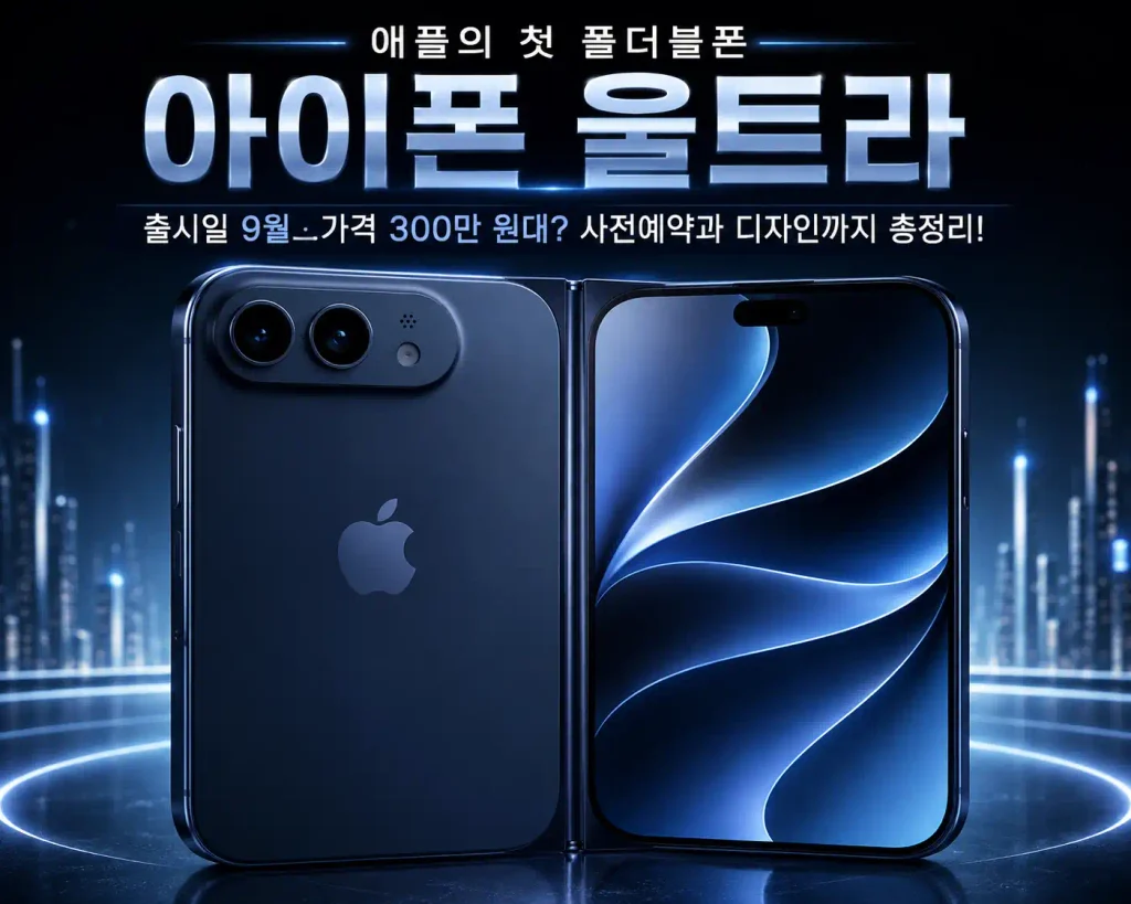 다크 블루 색상의 아이폰 울트라 예상 폴더블 디자인 이미지