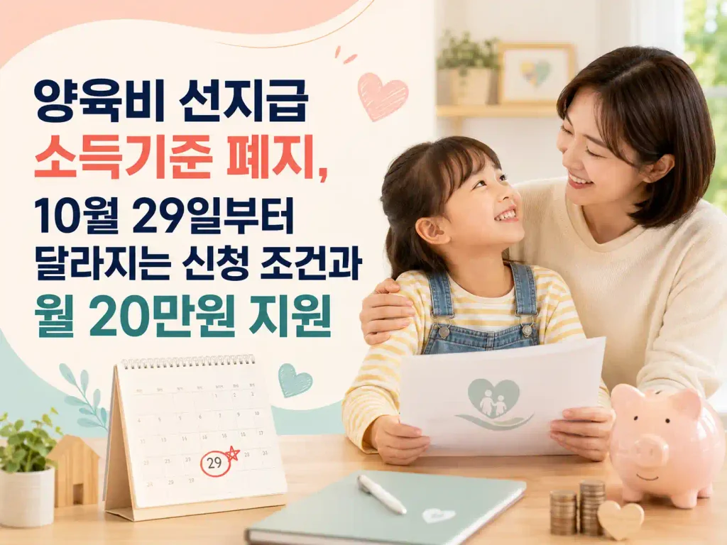 양육비 선지급 소득기준 폐지와 10월 29일부터 달라지는 신청 조건 안내