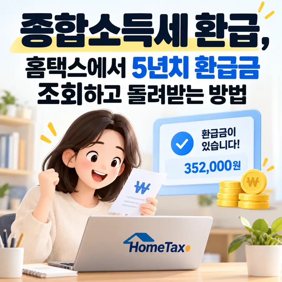 종합소득세 환급금을 홈택스에서 조회하고 확인하는 모습