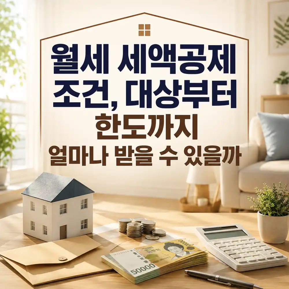 월세 세액공제 조건과 대상, 공제 한도를 설명하는 이미지