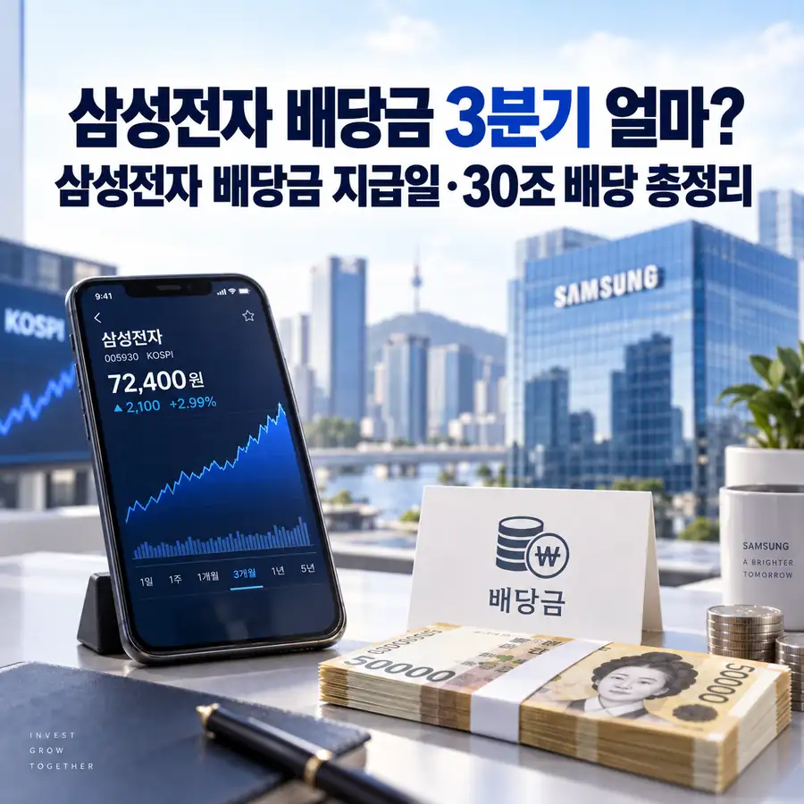 삼성전자 배당금 3분기 지급일과 30조 배당 내용을 정리한 이미지