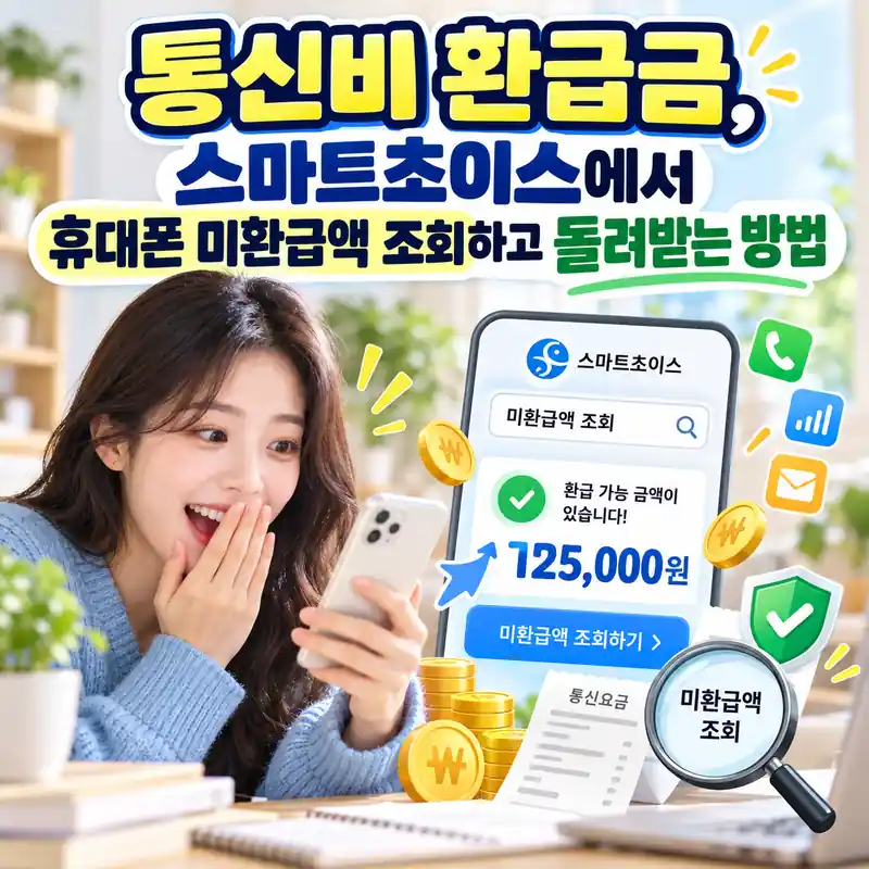 통신비 환급금 조회와 휴대폰 미환급액 확인 방법을 안내하는 이미지