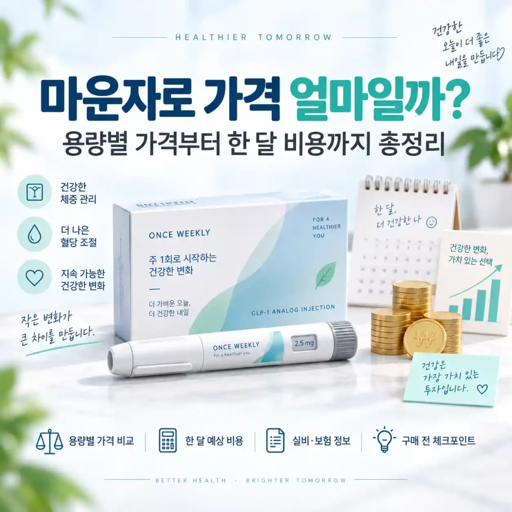 마운자로 가격과 용량별 한 달 비용을 정리한 이미지