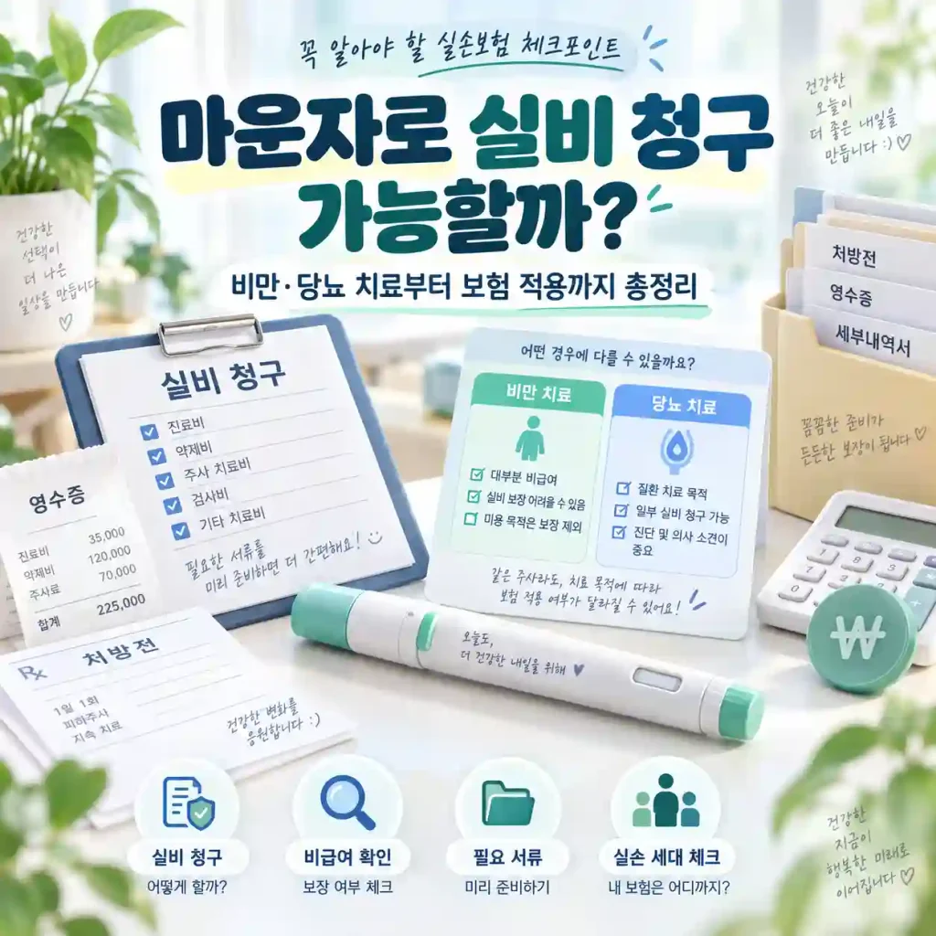 마운자로 실비 청구와 보험 적용 기준을 정리한 이미지