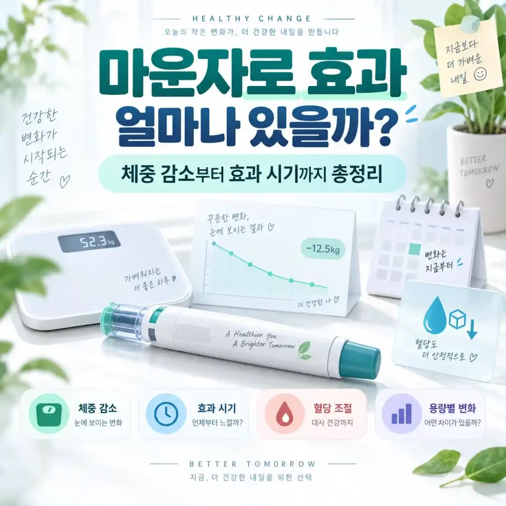 마운자로 효과와 체중 감소, 효과 시기를 정리한 이미지