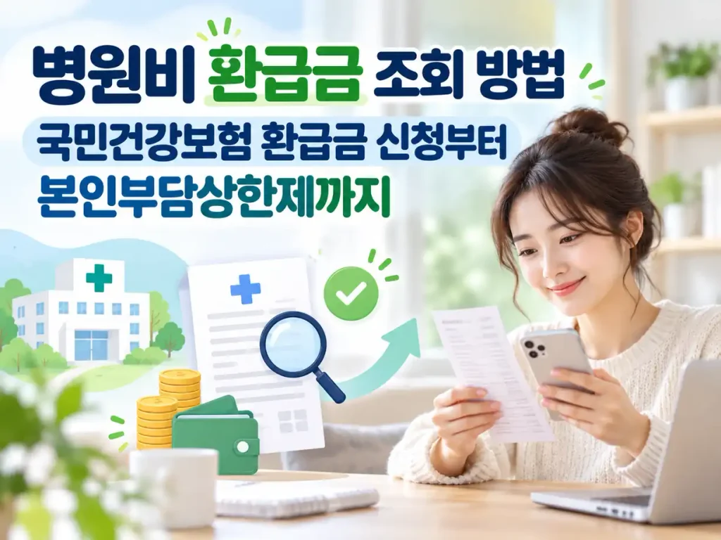 병원비 환급금 조회 방법과 국민건강보험 환급금 신청을 확인하는 모습