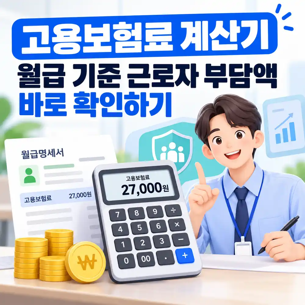 고용보험료 계산기로 월급 기준 근로자 부담액을 확인하는 이미지