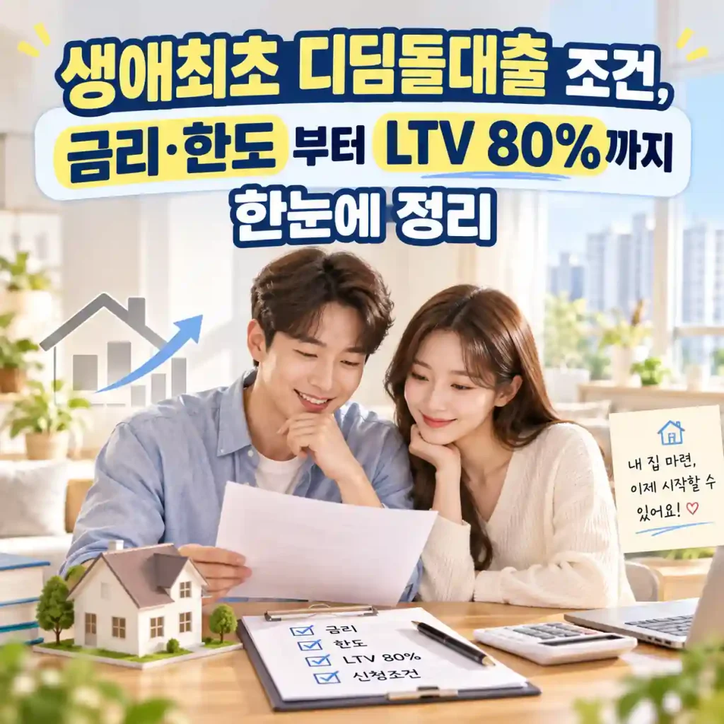생애최초 디딤돌대출 조건과 금리, 한도를 확인하는 모습