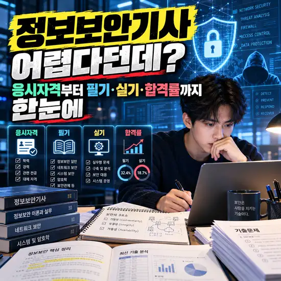 정보보안기사 응시자격과 필기 실기 합격률을 정리한 안내 이미지