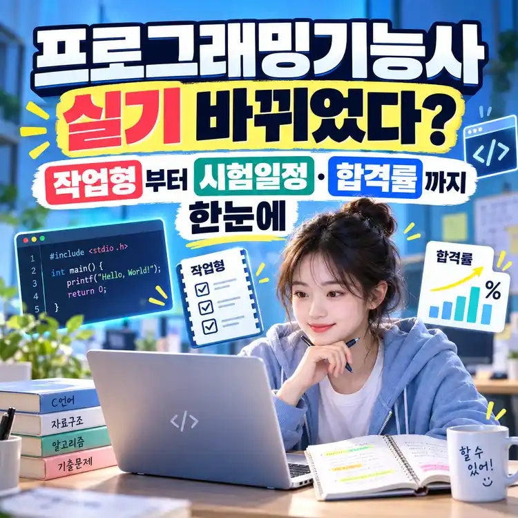 프로그래밍기능사 실기 작업형과 시험일정 합격률을 정리한 안내 이미지