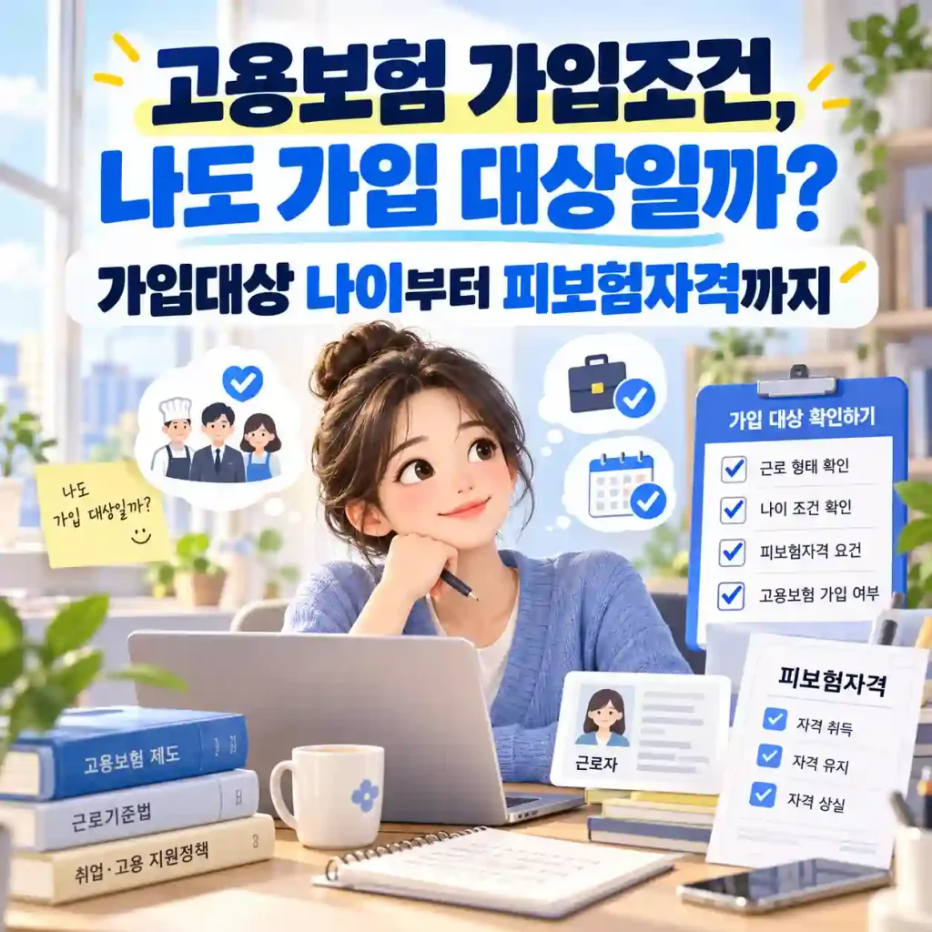 고용보험 가입조건과 가입대상 나이, 피보험자격을 확인하는 모습