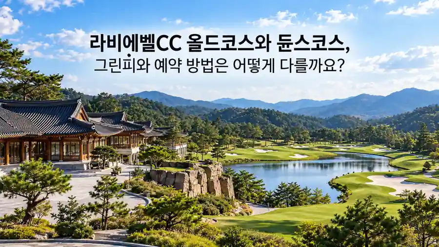 라비에벨CC 한옥 클럽하우스와 푸른 페어웨이, 호수가 어우러진 골프장 전경