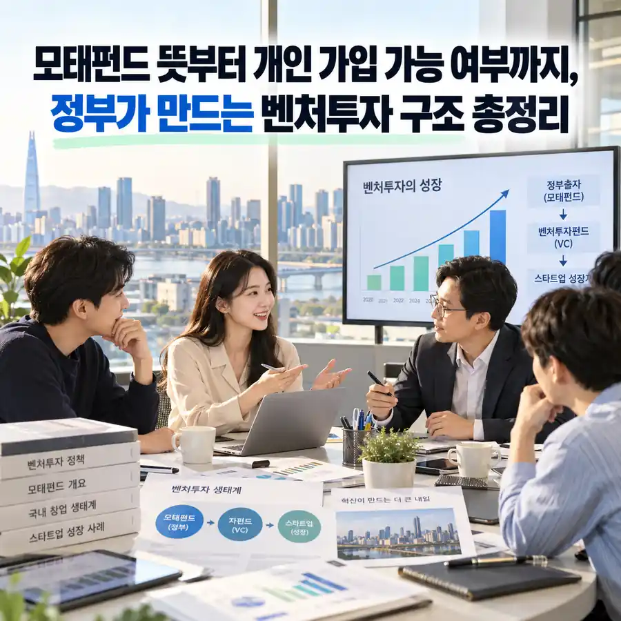 모태펀드 투자 구조와 개인 가입 여부를 설명하는 이미지