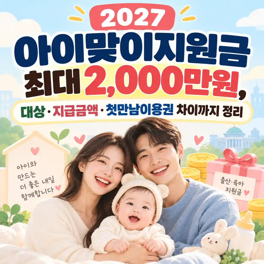 아이맞이지원금 대상과 지급금액, 첫만남이용권 차이를 안내하는 이미지