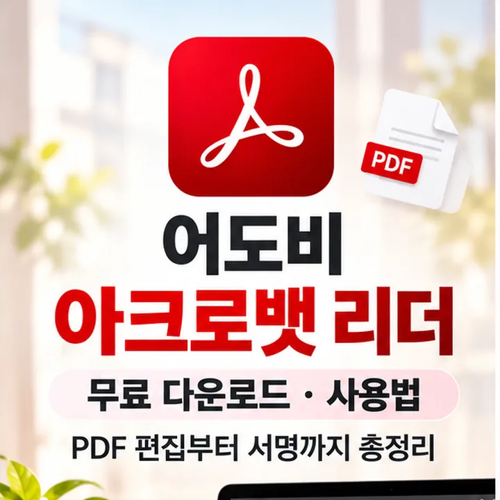 어도비 아크로뱃 리더 무료 다운로드와 사용법을 소개하는 노트북 PDF 문서 화면과 전자 서명 기능