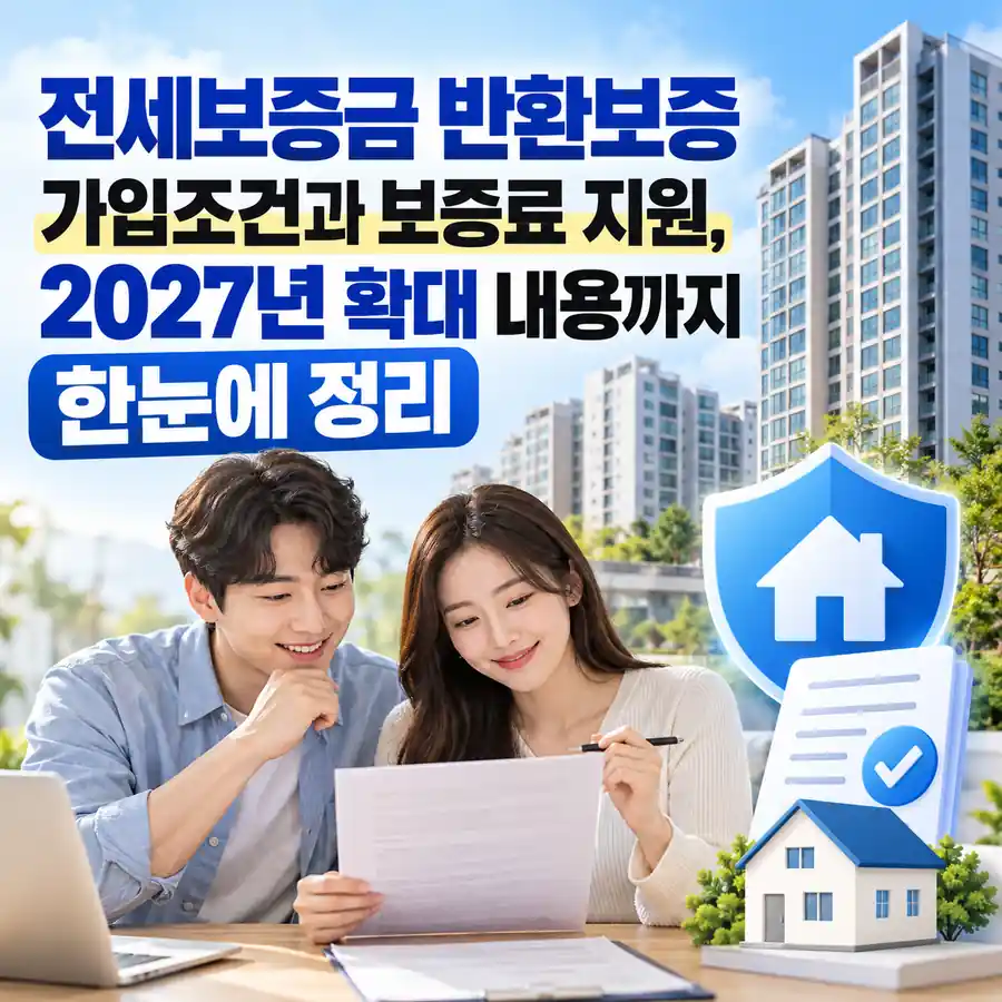 전세보증금 반환보증 가입조건과 보증료 지원을 안내하는 이미지
